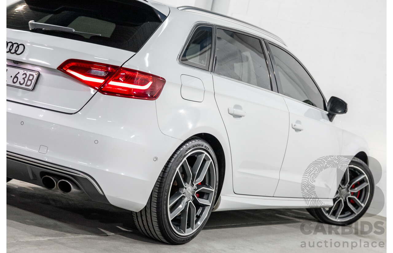 7/2014 Audi S3 Sportback 2.0 TFSI Quattro 8V MY14 5d Hatchback Glacier White Metallic Turbo 2.0L