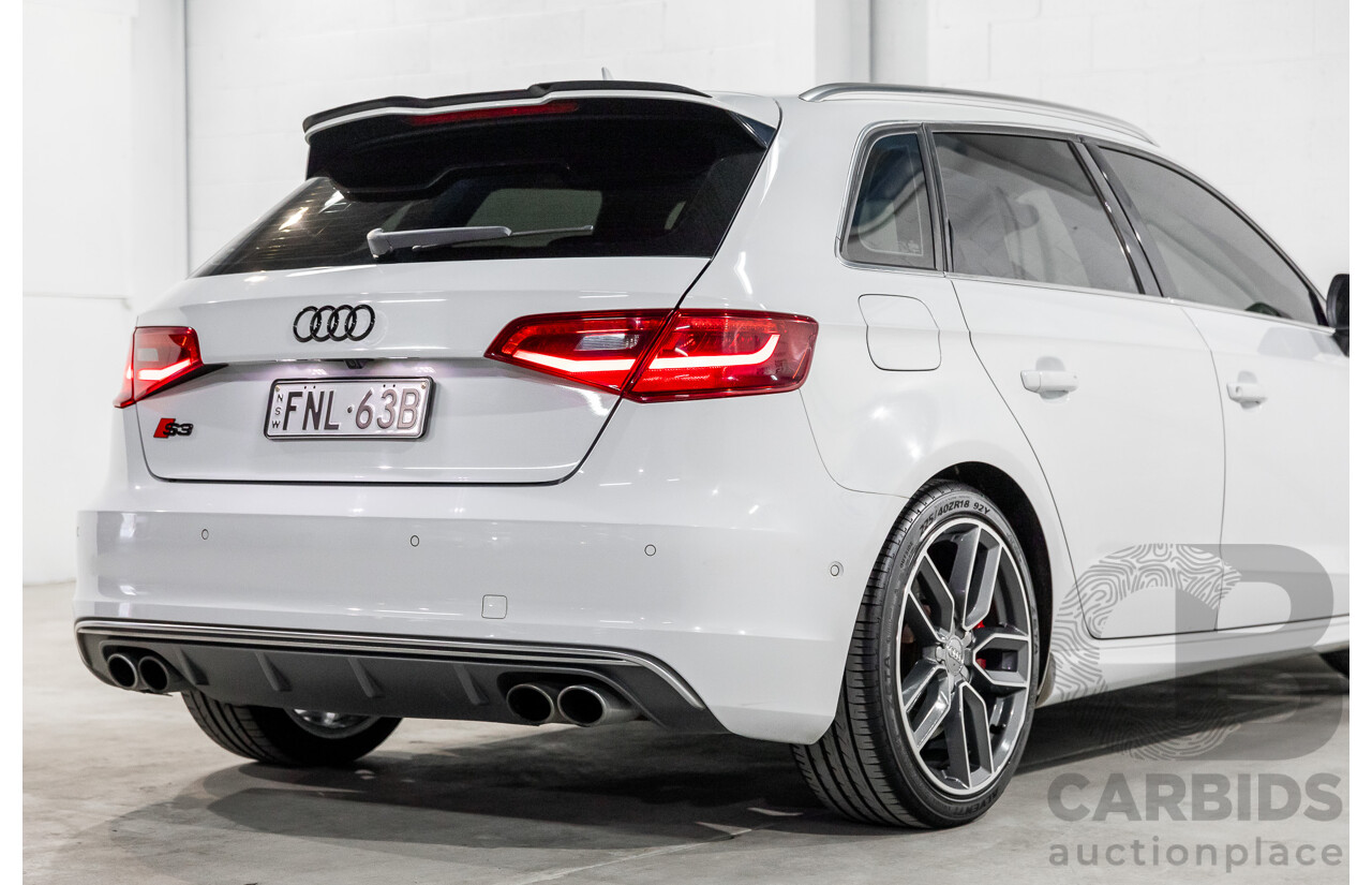 10/2014 Audi S3 Sportback 2.0 TFSI Quattro 8V MY14 5d Hatchback Glacier White Metallic Turbo 2.0L