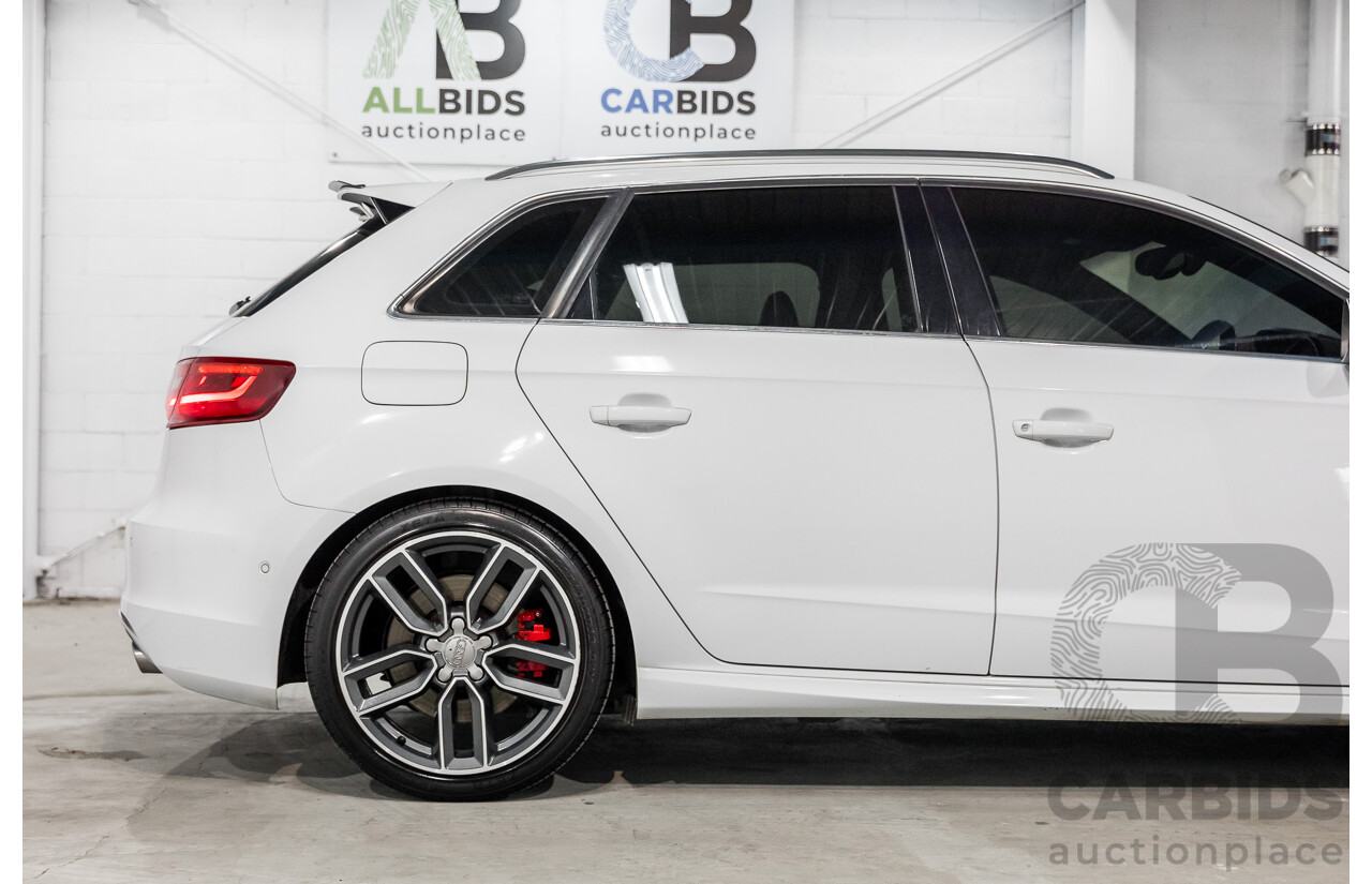 10/2014 Audi S3 Sportback 2.0 TFSI Quattro 8V MY14 5d Hatchback Glacier White Metallic Turbo 2.0L