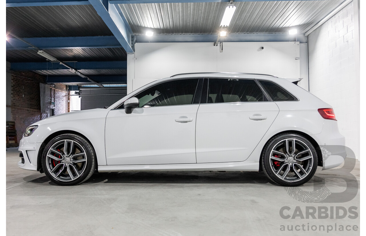 7/2014 Audi S3 Sportback 2.0 TFSI Quattro 8V MY14 5d Hatchback Glacier White Metallic Turbo 2.0L