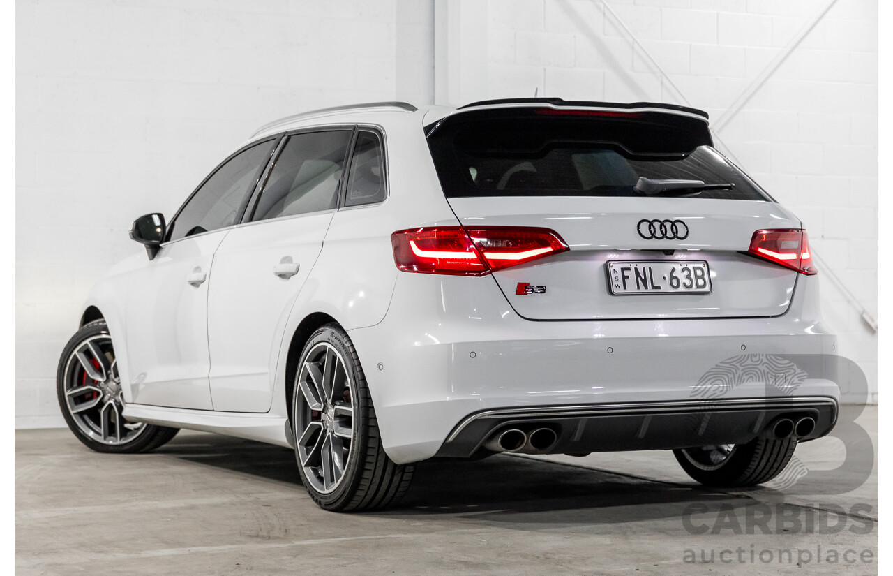 7/2014 Audi S3 Sportback 2.0 TFSI Quattro 8V MY14 5d Hatchback Glacier White Metallic Turbo 2.0L