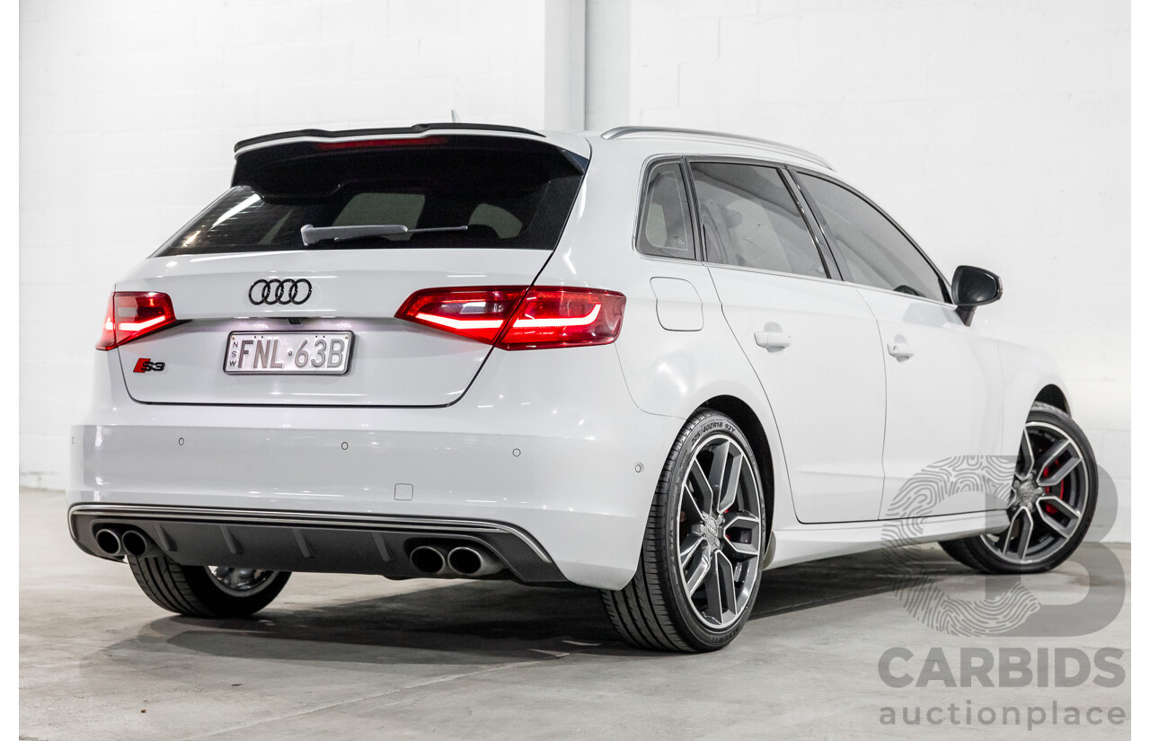 10/2014 Audi S3 Sportback 2.0 TFSI Quattro 8V MY14 5d Hatchback Glacier White Metallic Turbo 2.0L