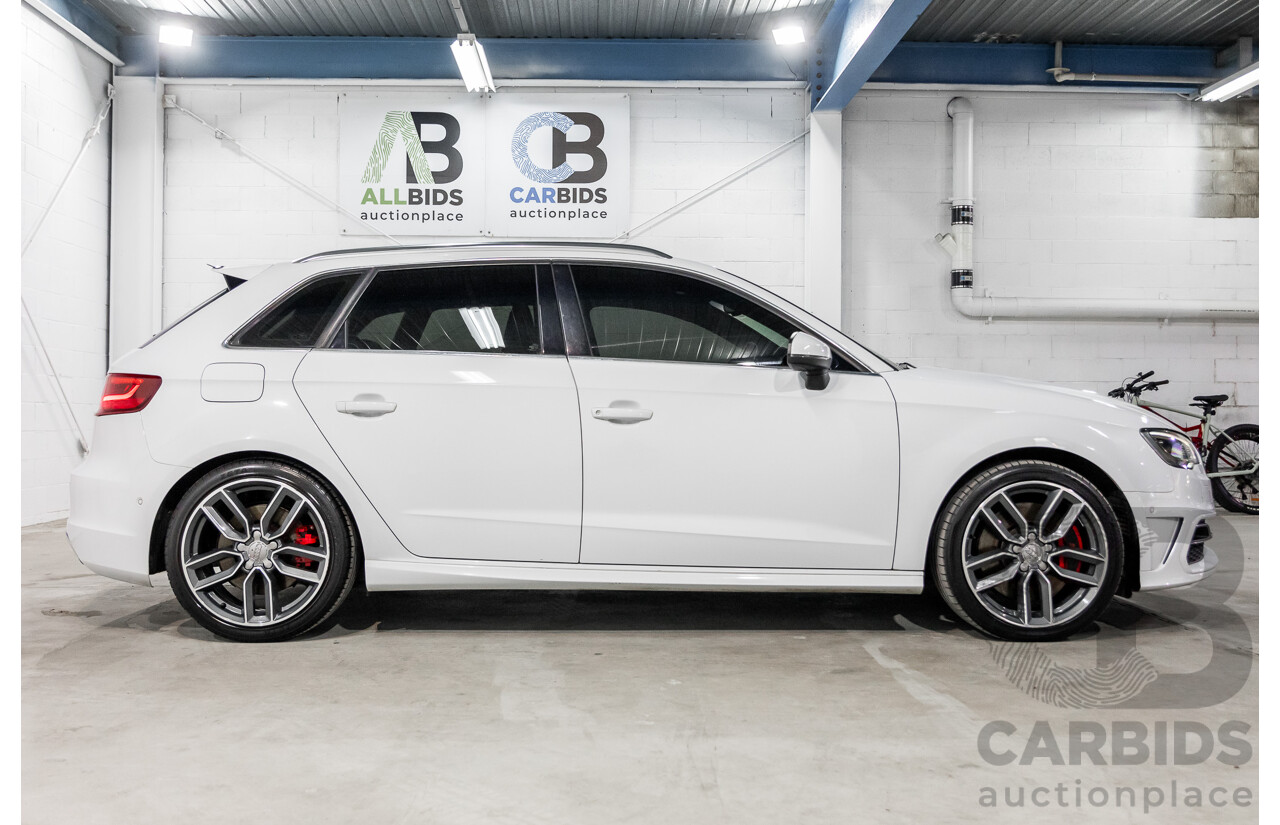 10/2014 Audi S3 Sportback 2.0 TFSI Quattro 8V MY14 5d Hatchback Glacier White Metallic Turbo 2.0L