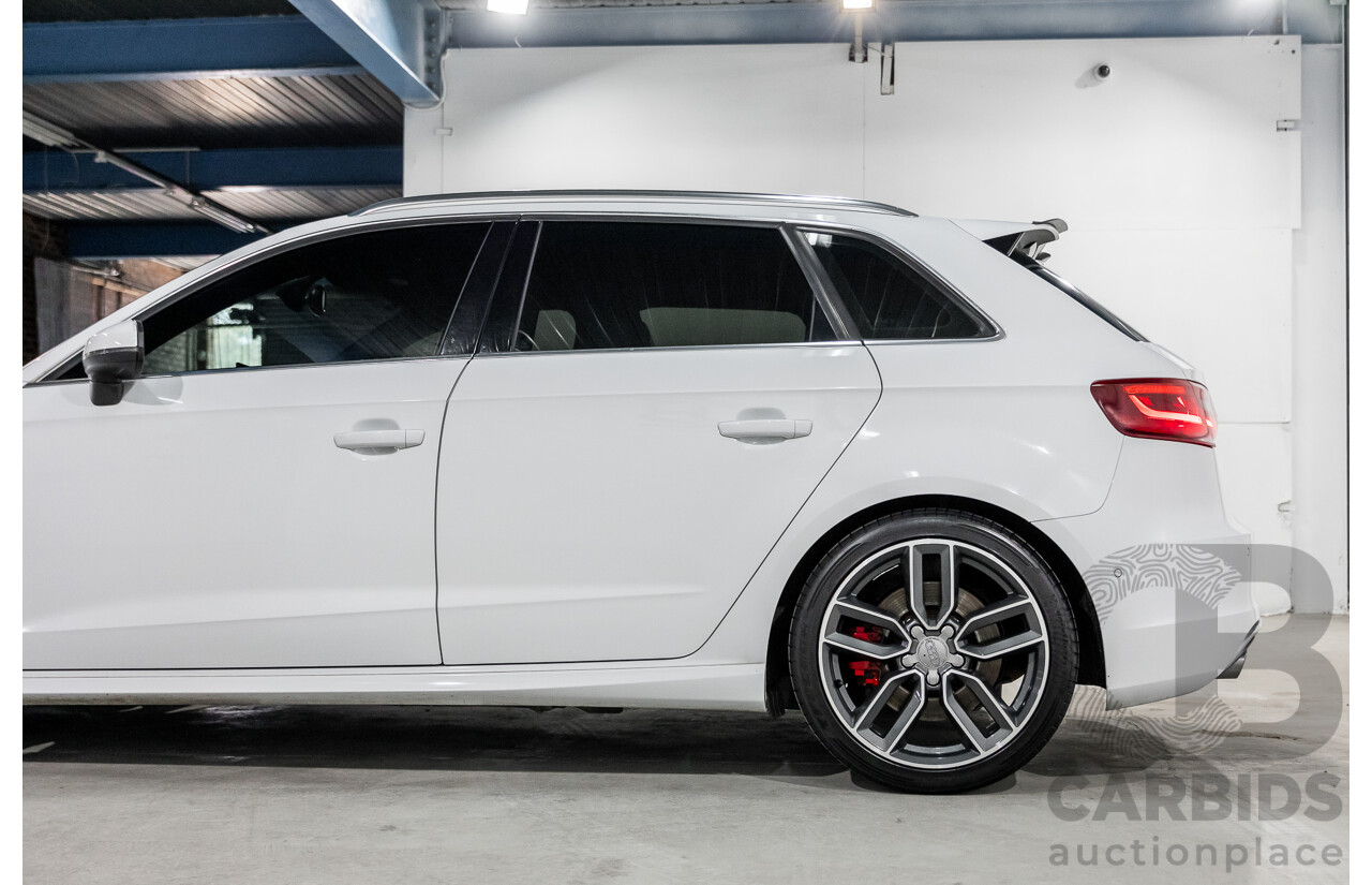 10/2014 Audi S3 Sportback 2.0 TFSI Quattro 8V MY14 5d Hatchback Glacier White Metallic Turbo 2.0L