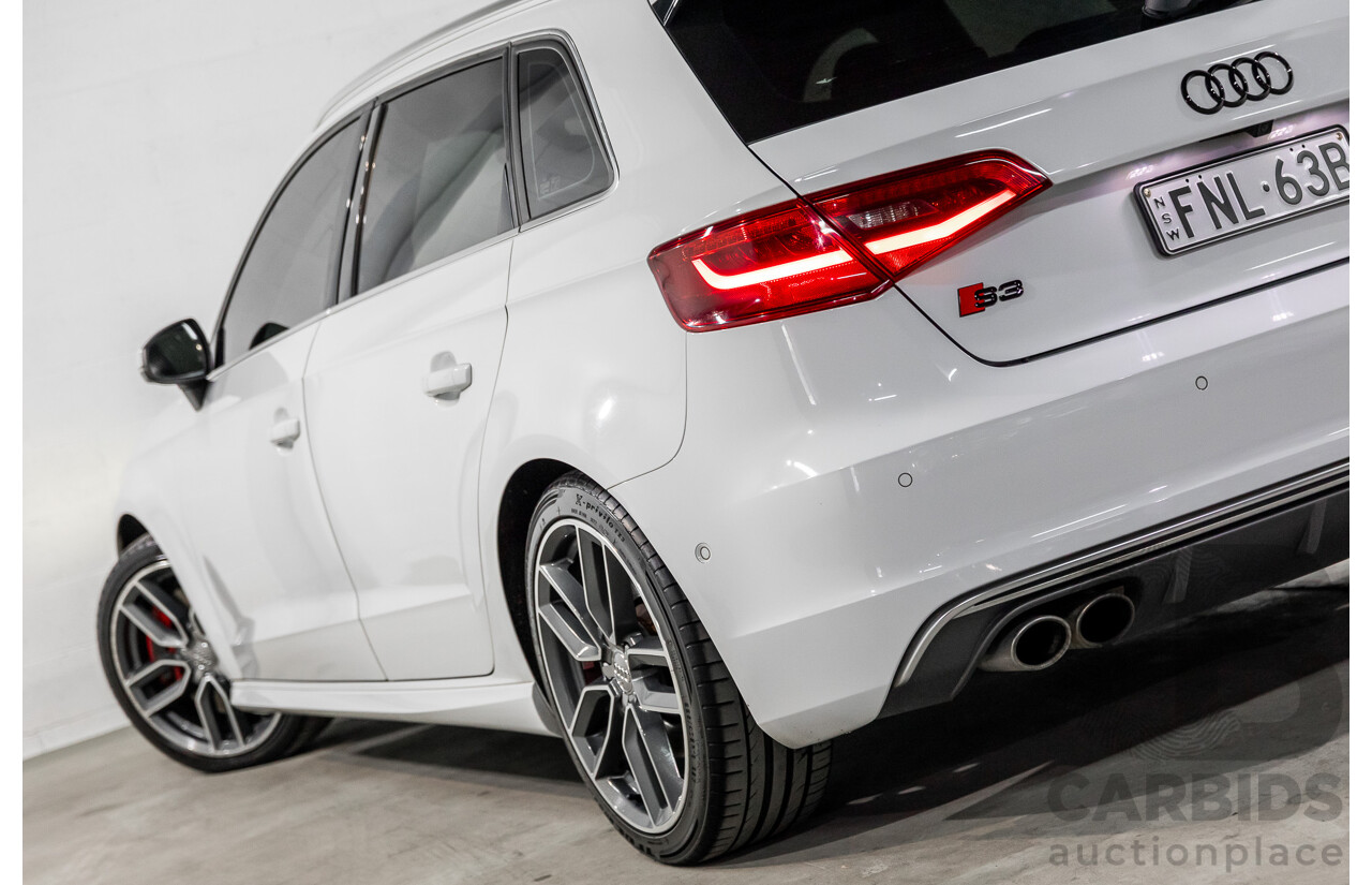 10/2014 Audi S3 Sportback 2.0 TFSI Quattro 8V MY14 5d Hatchback Glacier White Metallic Turbo 2.0L