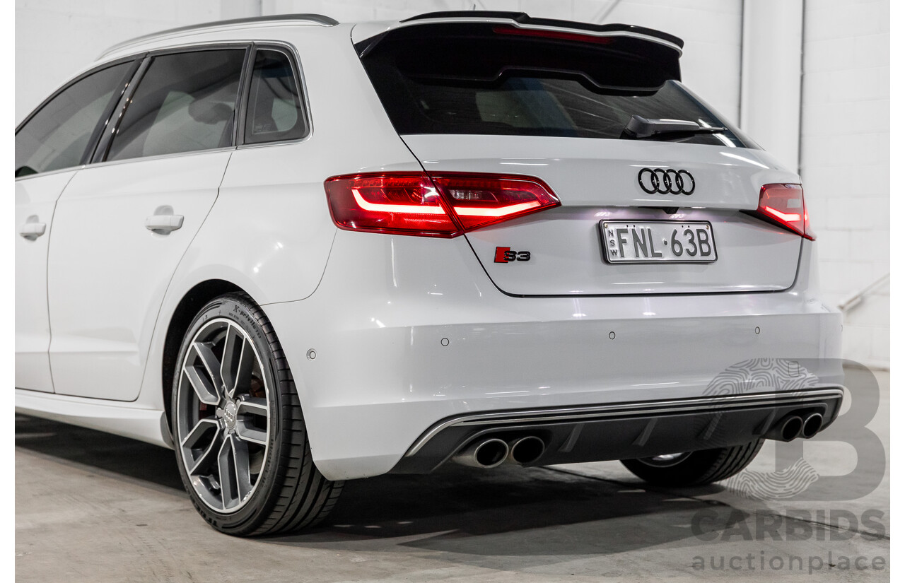 7/2014 Audi S3 Sportback 2.0 TFSI Quattro 8V MY14 5d Hatchback Glacier White Metallic Turbo 2.0L