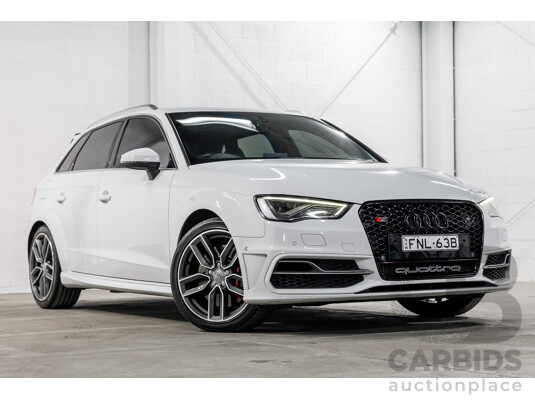 7/2014 Audi S3 Sportback 2.0 TFSI Quattro 8V MY14 5d Hatchback Glacier White Metallic Turbo 2.0L