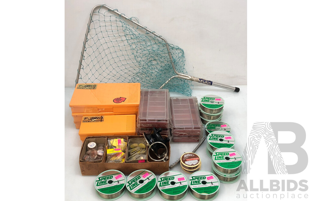 Fishing Gear - Tackle Boxes, Fishing Lines, Rings Landing Net and Scaler - New