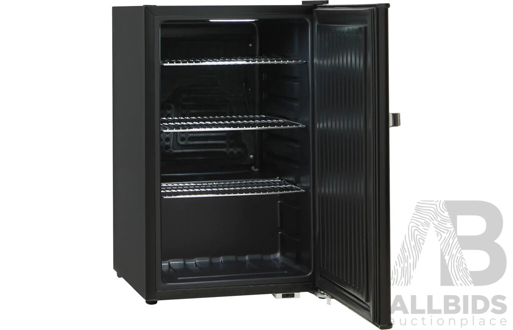 Schmick 70L Retro Mini Bar Fridge W/Opener Solid Dr RHH Blk  - ORP $