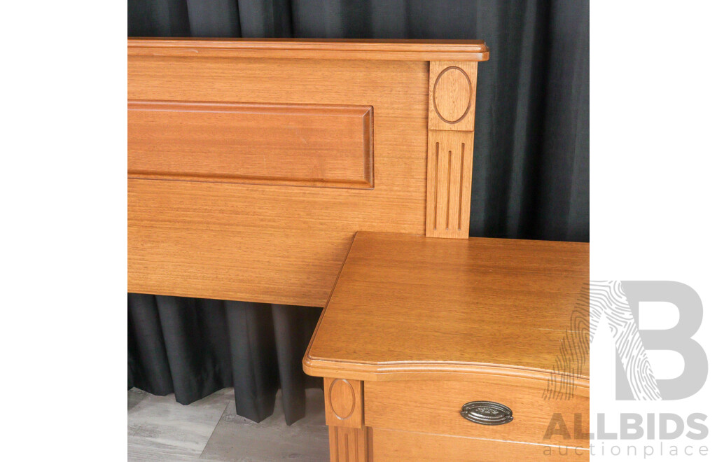 Pair of Solid Teak Bedsides with Bedhead by Wentworth Furniture