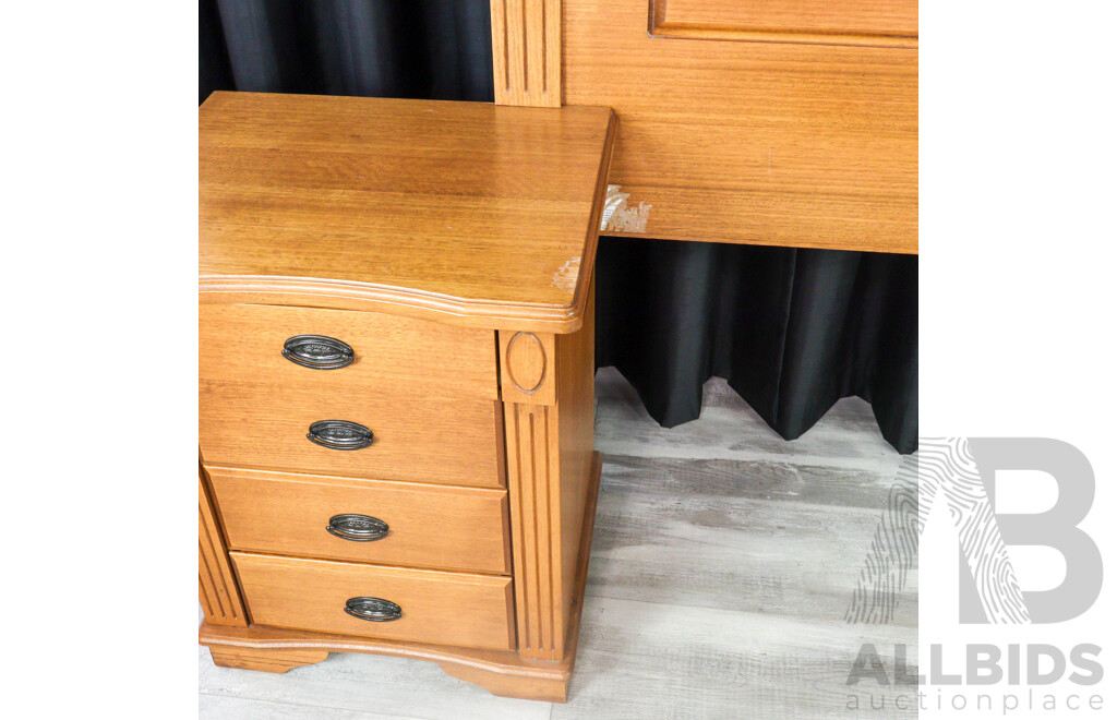 Pair of Solid Teak Bedsides with Bedhead by Wentworth Furniture