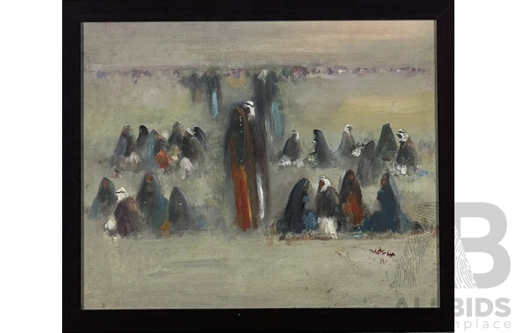 Artist Unknown, (1990), Bedouins in the Desert, Oil on Canvas, 45 x 55 cm (frame)