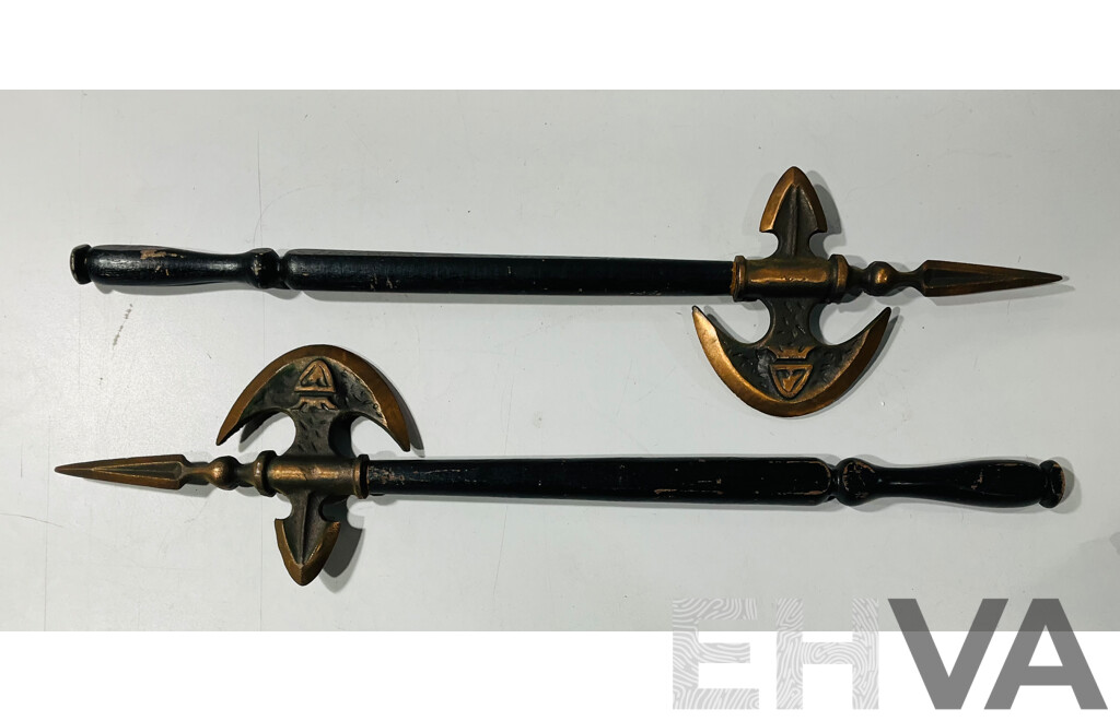 Pair of Decorative Cast Iron Display Axes
