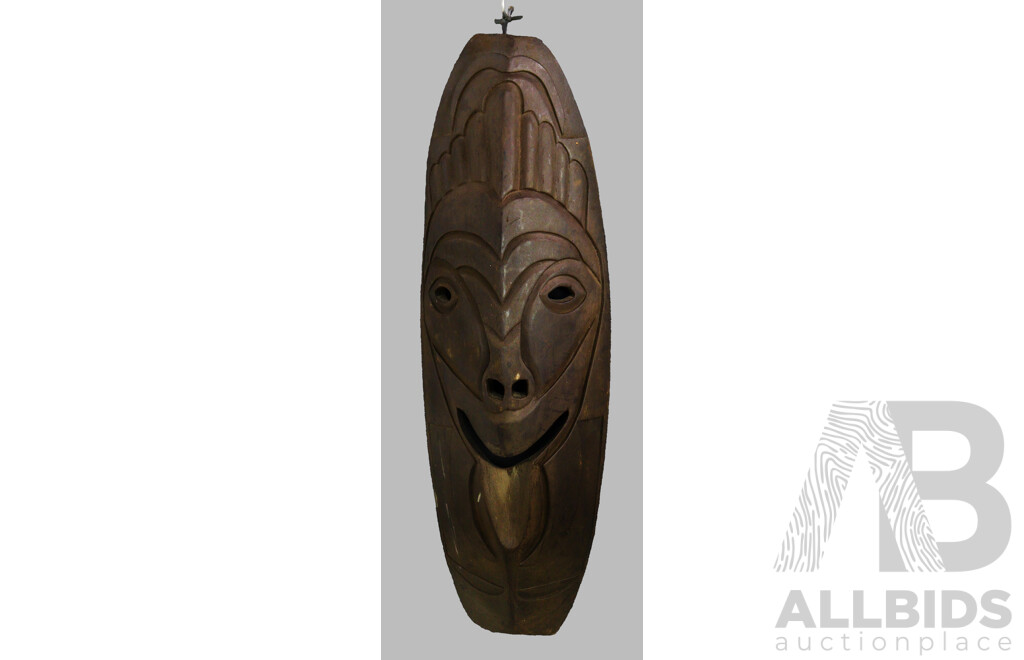 Hand Carved Papua New Guinea Wooden Display Mask