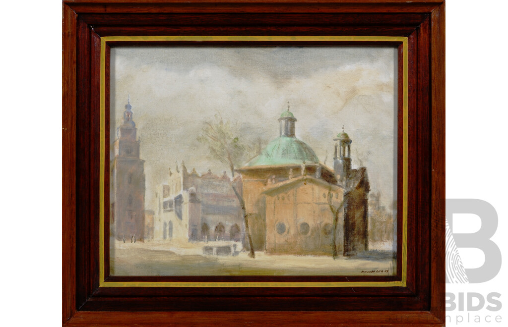 Romuald Wilk (20th Century, Polish, Working C1980-90s), Florianska Ulica & Maly Barbakan, Pair of Wonderful Images of Kraków, Poland, Oil on Canvas, 47 x 56 cm (frame largest) (2)