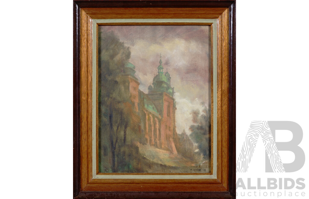 Romuald Wilk (20th Century, Polish, Working 1980-90s), 'Wawel' & 'Barbakan,' Kraków, Poland, Wonderful Pair of Oil on Canvases, 45 X 58 Cm (frame Largest) (2)