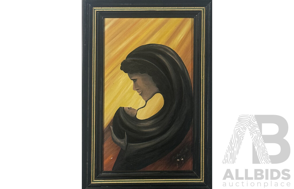 R. Antonik (20th Century, Working 1970s), Mother and Child, (1979), Oil on Board, 90 x 60 cm (frame)