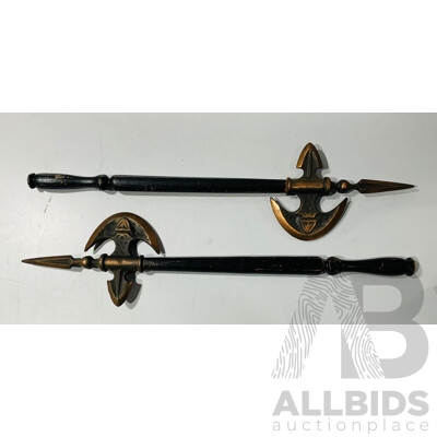 Pair of Decorative Cast Iron Display Axes