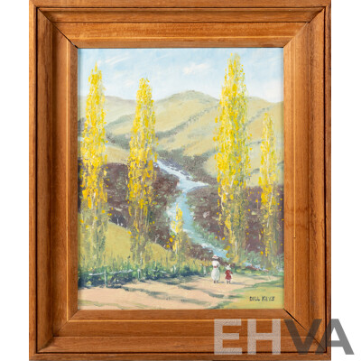 Sir Alexander George William (Bill) Keys AC, OBE, MC (20th Century, Australian, 1923-2000), Walk by the River (c1960s), Vintage Oil on Canvas Board, 50 x 42 cm (frame)