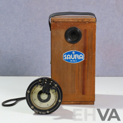 Vintage Japanese Saura Hand Held Marine Bearing Compass HB 65G II in Original Wooden Case