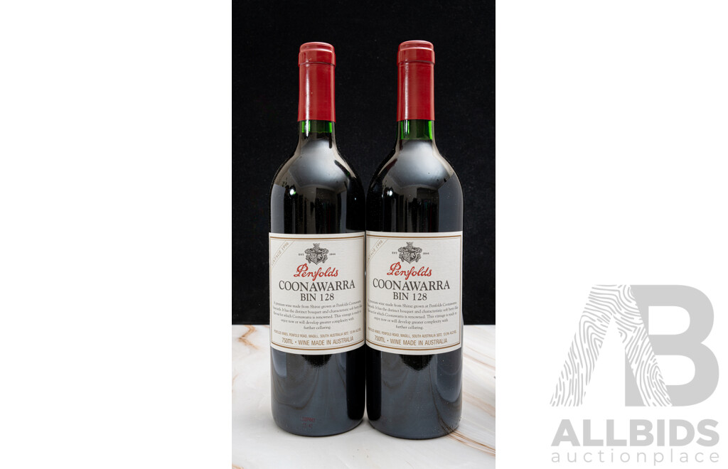 Two Bottles of Penfolds Coonawarra Bin 128, Vintage 1996