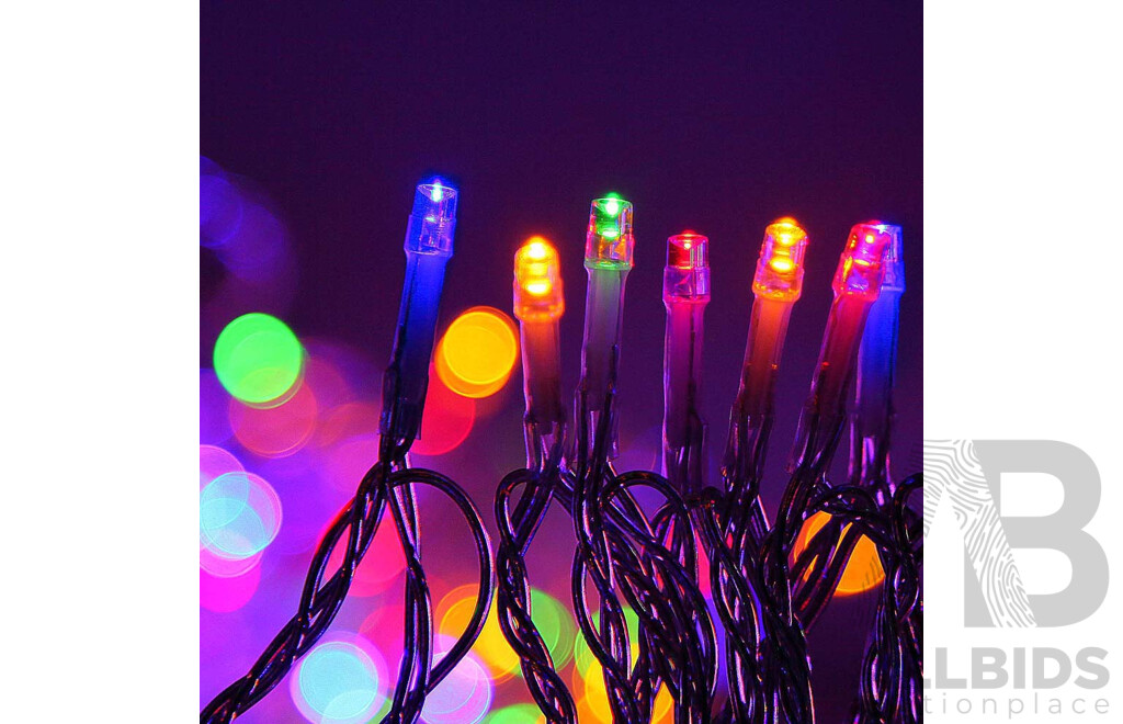 Four Sets of Jingle Jollys 100 Meter Blue and Multi Coloured LED Christmas Lights - New