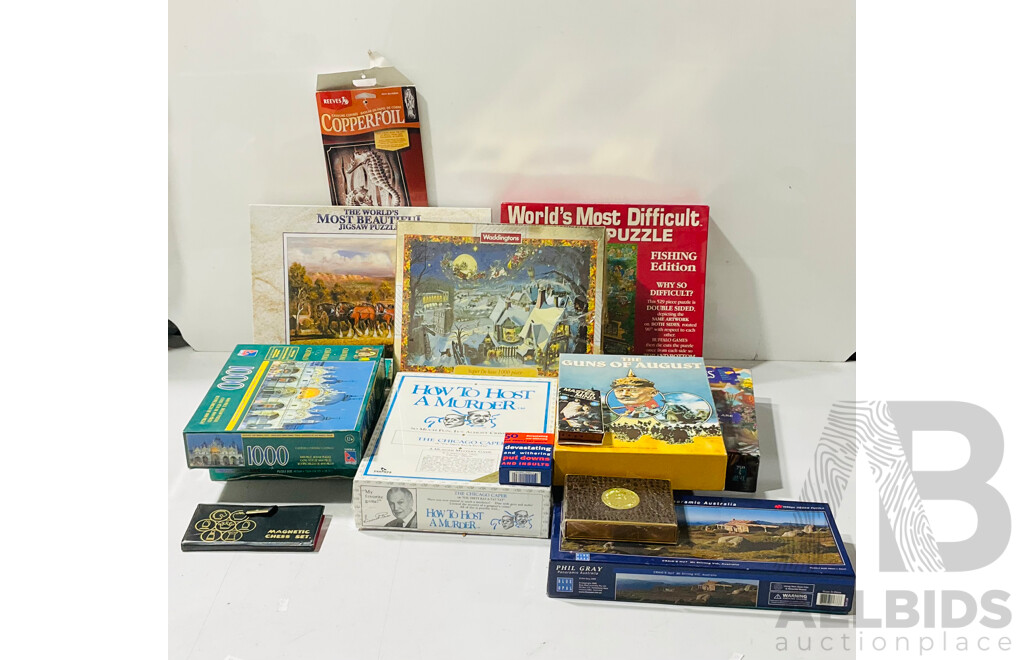 Collection of Puzzles and Board Games Including the Guns of August and More