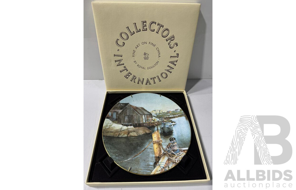 Collection Decorative Items Including Royal Doulton Display Plate in Original Box, Plastic Champagne Ice Bucket and More