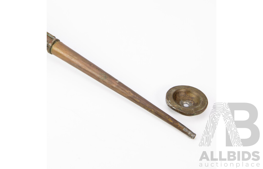 Vintage Tibetan Rag Dun Telescopic Ritual Copper and Brass Trumpet with Repousse Detail to Brass