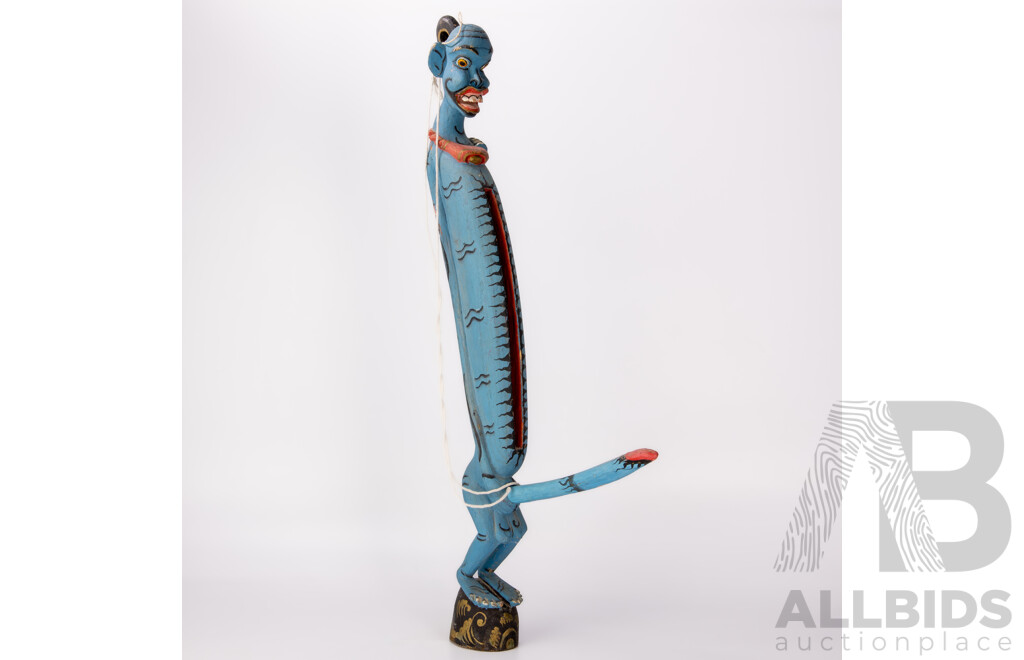 Vintage Hand Painted Balinese Door Knocker Figure with Member Striker