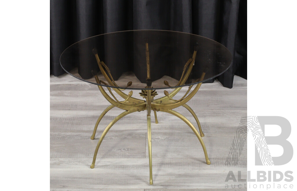 Round Retro Occasional Table with Brass Base