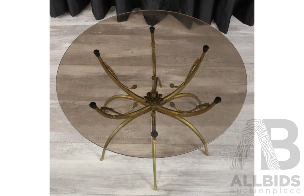 Round Retro Occasional Table with Brass Base