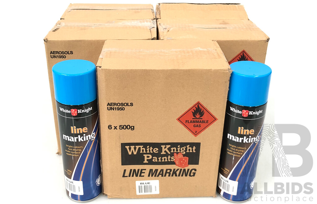 White Knight Line Marking Spray Cans (6 Pack) - Blue - Lot of Five Packs - ORP $360.00