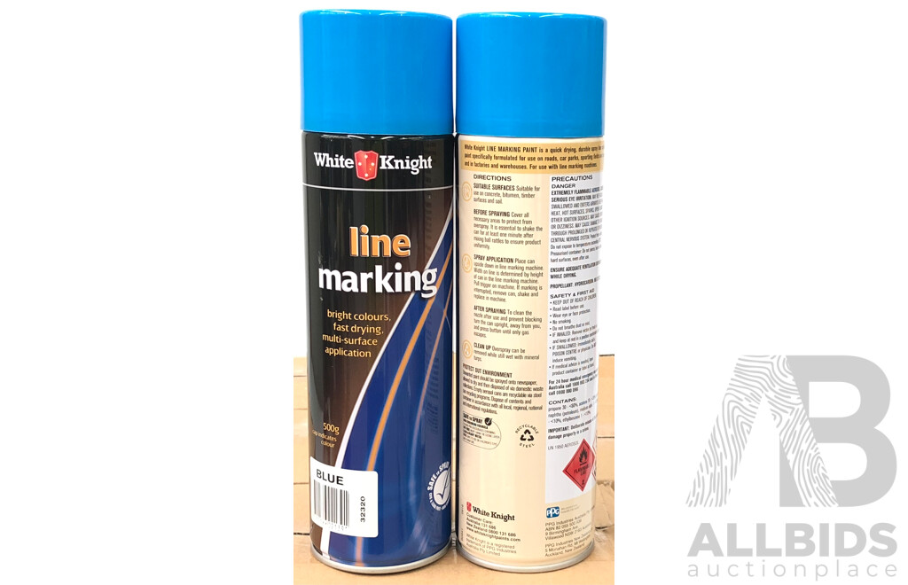 White Knight Line Marking Spray Cans (6 Pack) - Blue - Lot of Five Packs - ORP $360.00