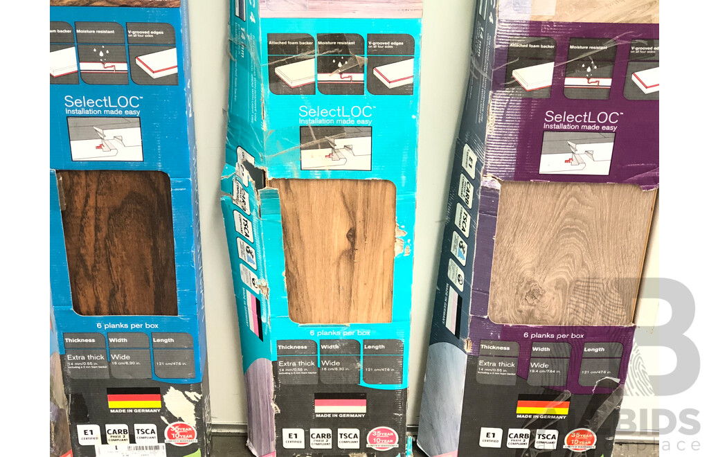 Golden Select Laminate Flooring (Winchester, Toledo, Providence) - Lot of Three Packets - 3.48 Sq Meters - Total ORP $360.00