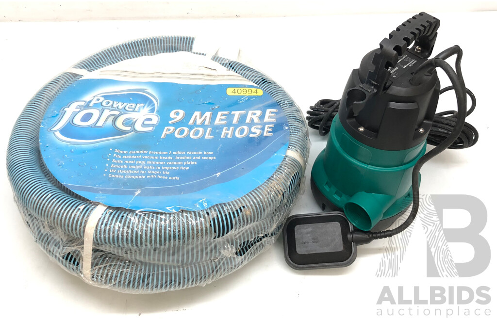 Gardenline Dirty Water Pump and Powerforce 9 Meter Pool Hose - New