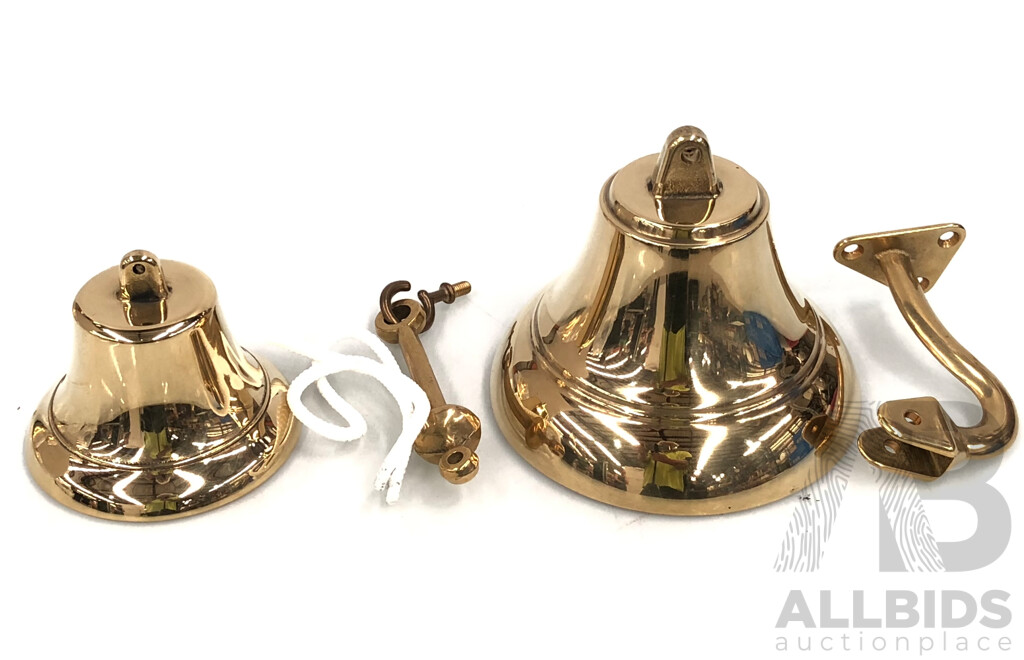 Naultical Style Brass Bells - Lot of Five - New