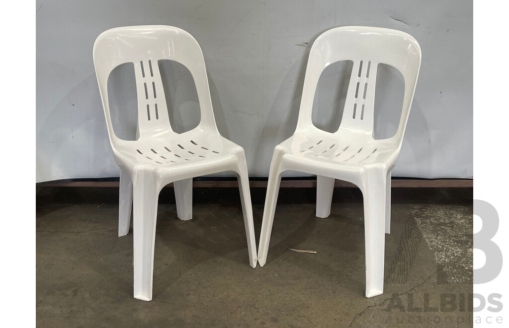 Stackable White Plastic Chairs - Lot of 60