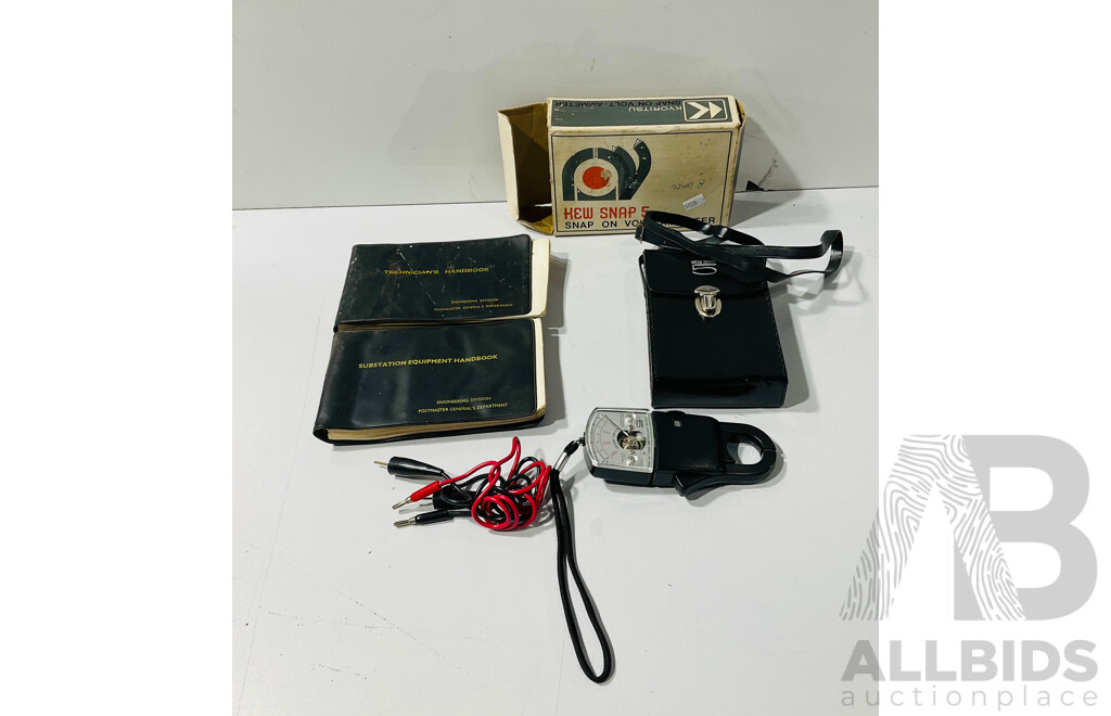 Vintage Kyoritsu Snap on Volt-ammeter Including Substation Equipment Handbook and Technicians Handbook