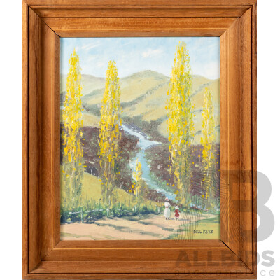 Sir Alexander George William (Bill) Keys AC, OBE, MC (20th Century, Australian, 1923-2000), Walk by the River (c1960s), Vintage Oil on Canvas Board, 50 x 42 cm (frame)
