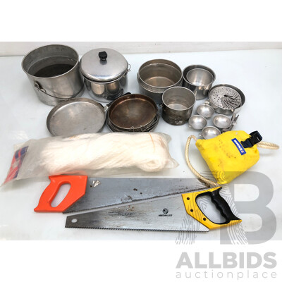 Selection of Various Hand Tools and Camping Equipment