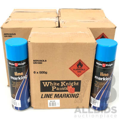 White Knight Line Marking Spray Cans (6 Pack) - Blue - Lot of Five Packs - ORP $360.00