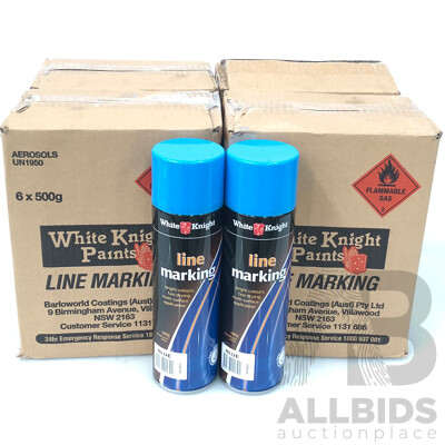 White Knight Line Marking Spray Cans (6 Pack) - Blue - Lot of Four Packs - ORP $288.00