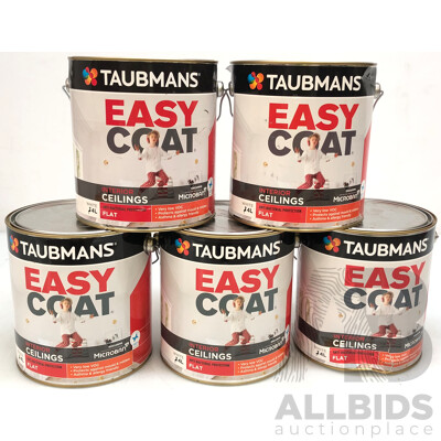 TAUBMANS Easy Coat Flat White for Interior Ceilings 4L - Lot of 5 - Total ORP $675.00