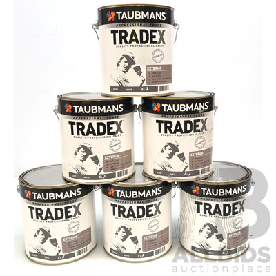 Taubmans TradeX 4L Exterior Paint Gloss (White) - Lot of 6 - ORP $480.00