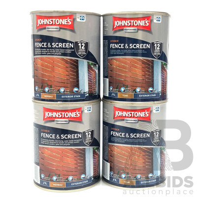 Johnstone's 1L Exterior Fence & Screen Stain(Merbau and Teak) - Lot of Four - Total ORP $280.00