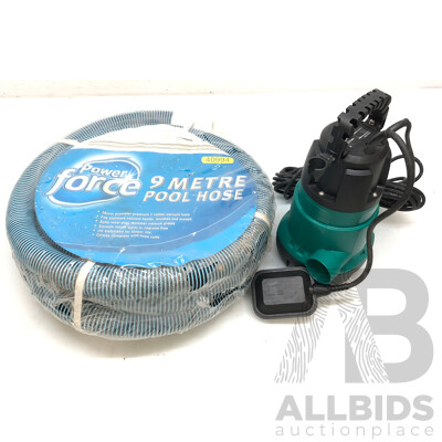 Gardenline Dirty Water Pump and Powerforce 9 Meter Pool Hose - New