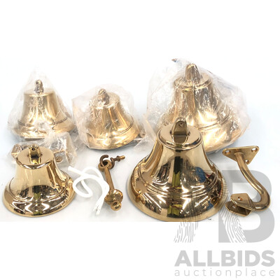 Naultical Style Brass Bells - Lot of Five - New