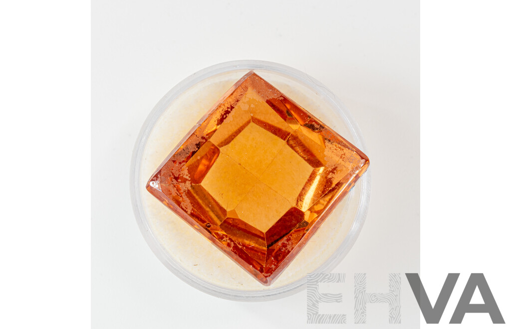 Citrine, Large Square Faceted Cabochon, 68.70 CT