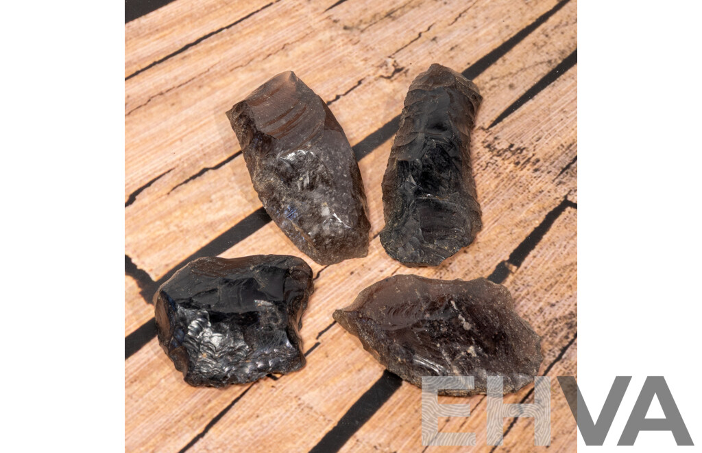 Collection Four Ancient Obsidian Items, El Inga Site, East of Quito, Eucador, Circa 10000 BCE, All in Collectors Cases